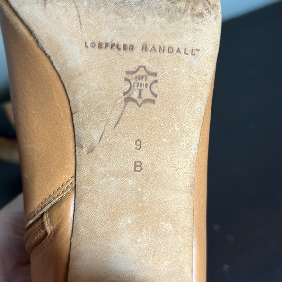 Loeffler Randall Nanette Captoe Bootie Leather Mid Heel Camel Black Sz 9 - Picture 8 of 9